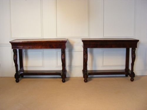 Pair of Consul Tables. Pair of Marble Topped Mahogany Consul Tables. C.1825