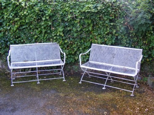 PAIR OF DECORATIVE REGENCY STYLE GARDEN BENCHES