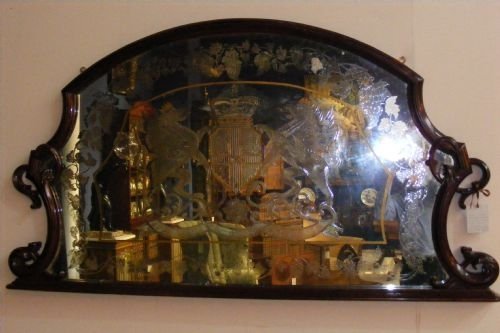 Unusual Painted Mirror in a Carved Frame