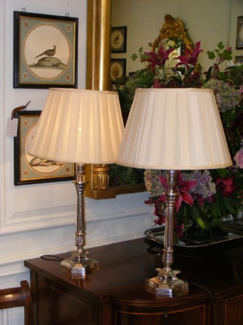 Pair of Quality Decorative Silver Plate Lamps.