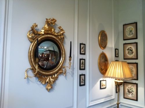 fig 1. Rare regency hand carved and gilded convex mirror