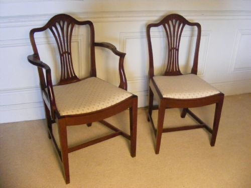 fig 3. Set of 12 Hepplewhite style mahogany dining chairs.