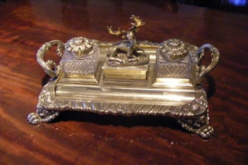 George III Decorative Brass Ink Desk Tray