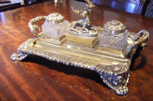fig 1. George III decorative brass ink desk tray