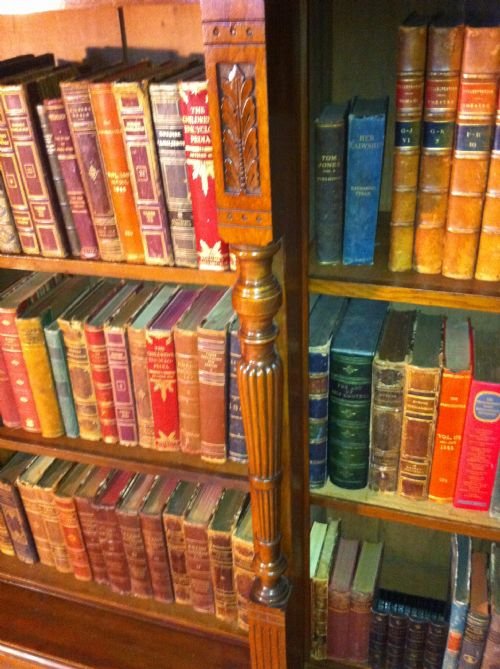 fig 2. Quality Mahogany and Golden English Oak bookcase of substantial proportions.