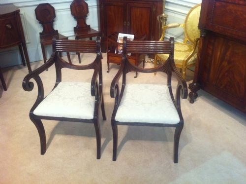Fine Pair of Regency Mahogany Carver Chairs
