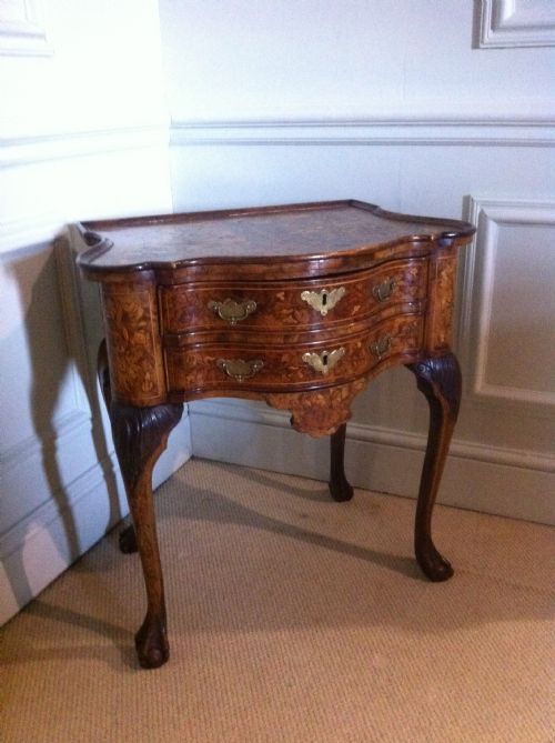Unusual Dutch Walnut Serpentine Marquetry Table