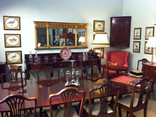 fig 4. Set of 12 Hepplewhite style mahogany dining chairs.