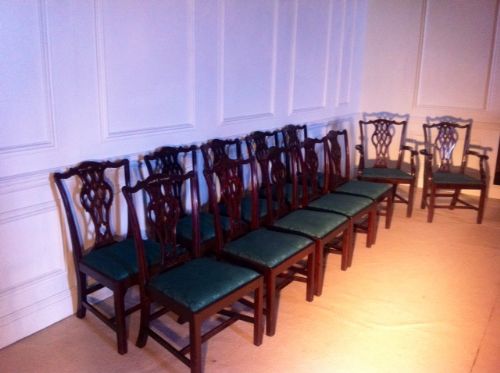 Set of 12 Chippendale Style Mahogany Dining Chairs