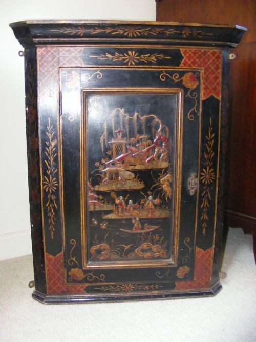 Late 19th Century Small Chinoiserie Corner Cupboard