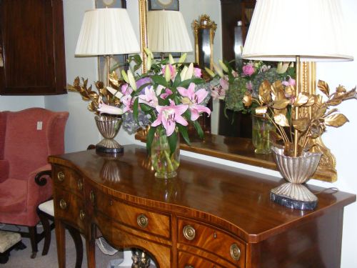 fig 3. Unusual pair of gilded metal lamps.