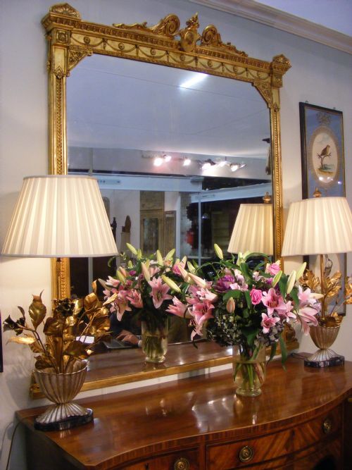 Unusual Pair of Gilded Metal Lamps.
