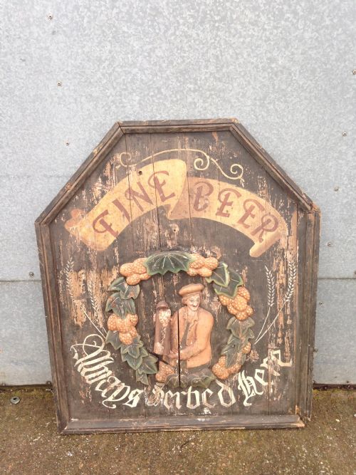 fig 1. Unusual old Victorian pub sign - 'Fine beer always served here'