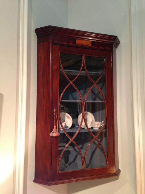 fig 1. Good quality George III Sheraton mahoagny corner cupboard