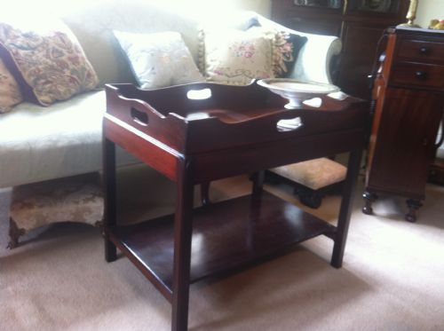 fig 1. George III mahogany butlers tray on stand / coffee table / side table