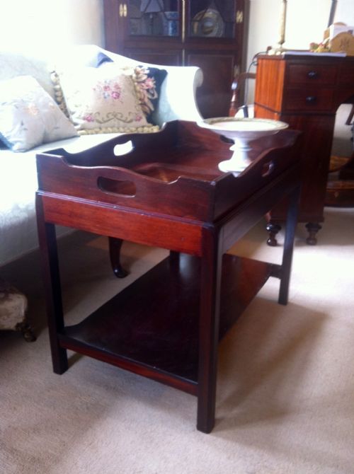 fig 2. George III mahogany butlers tray on stand / coffee table / side table