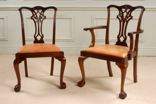 fig 1. A Very good set of 8 Chippendale ball and claw dining chairs.
