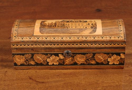 fig 1. A Superb Tonbridge ware box in excellent condition depicting Battle Abbey.