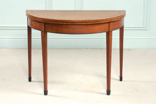 Sheraton Satinwood Demi-lune Tea Table.