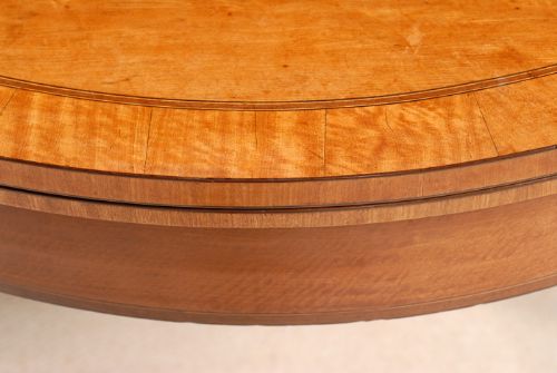 fig 2. Sheraton satinwood demi-lune tea table.