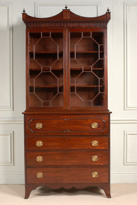 fig 1. George III Sheraton mahogany secretaire bookcase. C.1785