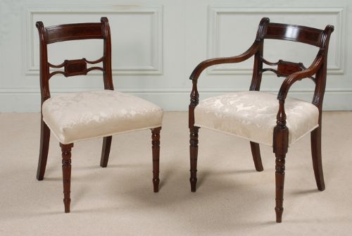 Fine Early Regency Set of Eight Mahogany Dining Chairs. C.1810 Six Singles and Two Carver Chairs.