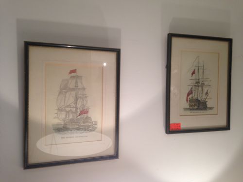 Pair of Early English Battleship Lithograph Prints