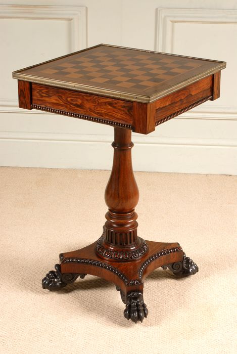 Exceptional Early Regency Rosewood Chess Table Attributed to Gillows