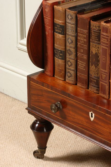 fig 1. Regency mahogany Hepplewhite style bookcase with two drawers and carved & reeded decoration.