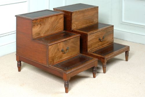Matched pair of George III mahogany library steps.