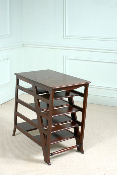 fig 1. Fantastic set of metamorphic mahogany library steps in excellent condition.