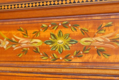 fig 1. Exquisite Victorian satinwood painted display case of super quality.