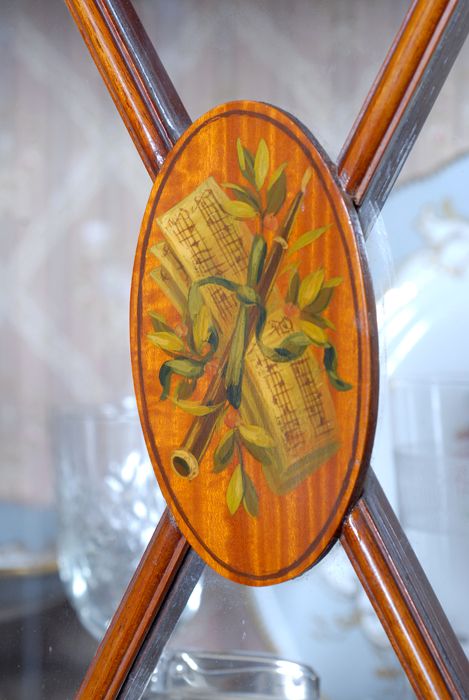 fig 2. Exquisite Victorian satinwood painted display case of super quality.