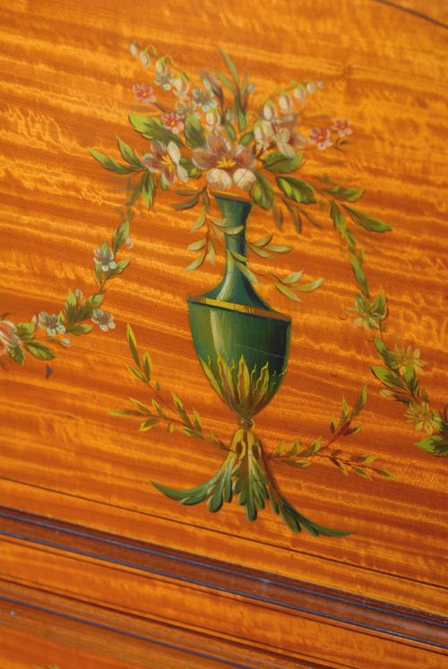 fig 3. Exquisite Victorian satinwood painted display case of super quality.