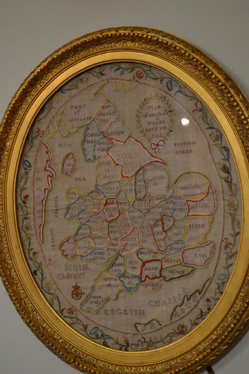 IMPRESSIVE EARLY REGENCY EMBROIDERY ' MAP OF ENGLAND WALES' BY MARY PINFOLD - ADDITIONAL PHOTO 1