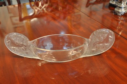 fig 1. Rare ' Rene Lalique' fine glass jardiniere charger with Gazelles.