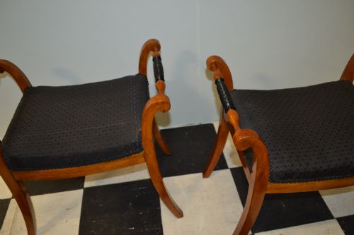 fig 1. Pair of satin birch Biedermier stools
