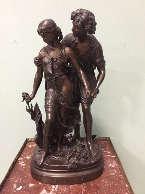 fig 2. 19th Century large French bronze sculpture of a young man and woman