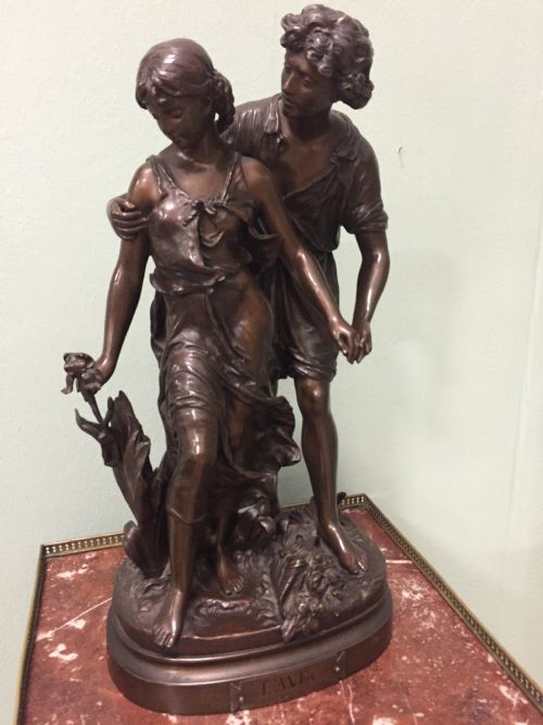 fig 3. 19th Century large French bronze sculpture of a young man and woman
