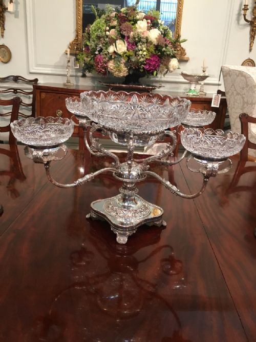 Fabulous Silver Plated and Cut Glass Centre Piece