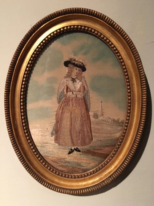 A VERY GOOD PAIR OF 18TH CENTURY NEEDLEWORKS IN WATER GILDED OVAL FRAMES - ADDITIONAL PHOTO 1