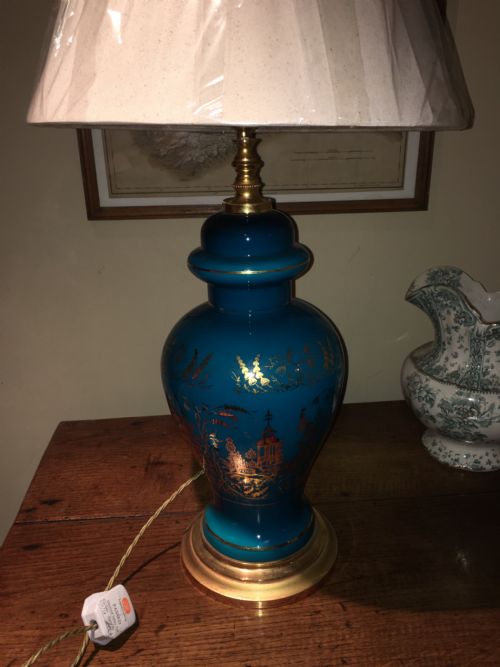 A Fabulous Glazed Turquoise Chinoiserie Table Lamp