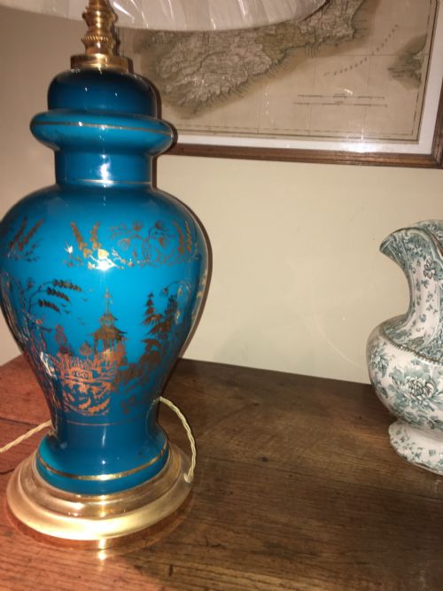 fig 4. A Fabulous glazed turquoise chinoiserie table lamp