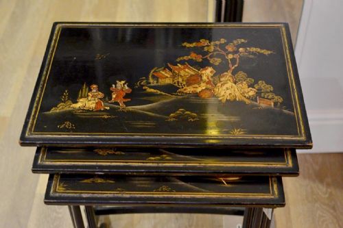 A Stunning Chinoiserie Nest of Three Tables