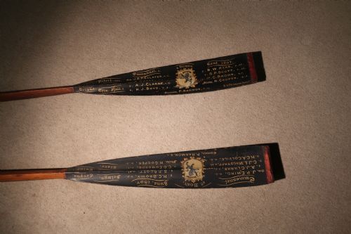 19th Century Oars Two Rare Emmanuel College, Cambridge Presentation Rowing Oars