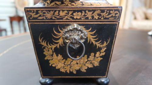 RARE REGENCY PENWORK TEA CADDY - ADDITIONAL PHOTO 2