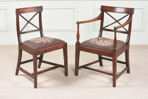 A Fabulous Set of 8 Regency Reeded Cross Back Design Dining Chairs