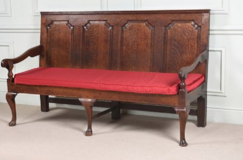 fig 1. A large 18th century oak settle in superb condition
