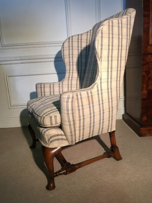 fig 1. Queen Anne style walnut wing arm chair in superb condition