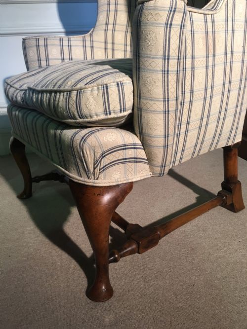 fig 4. Queen Anne style walnut wing arm chair in superb condition